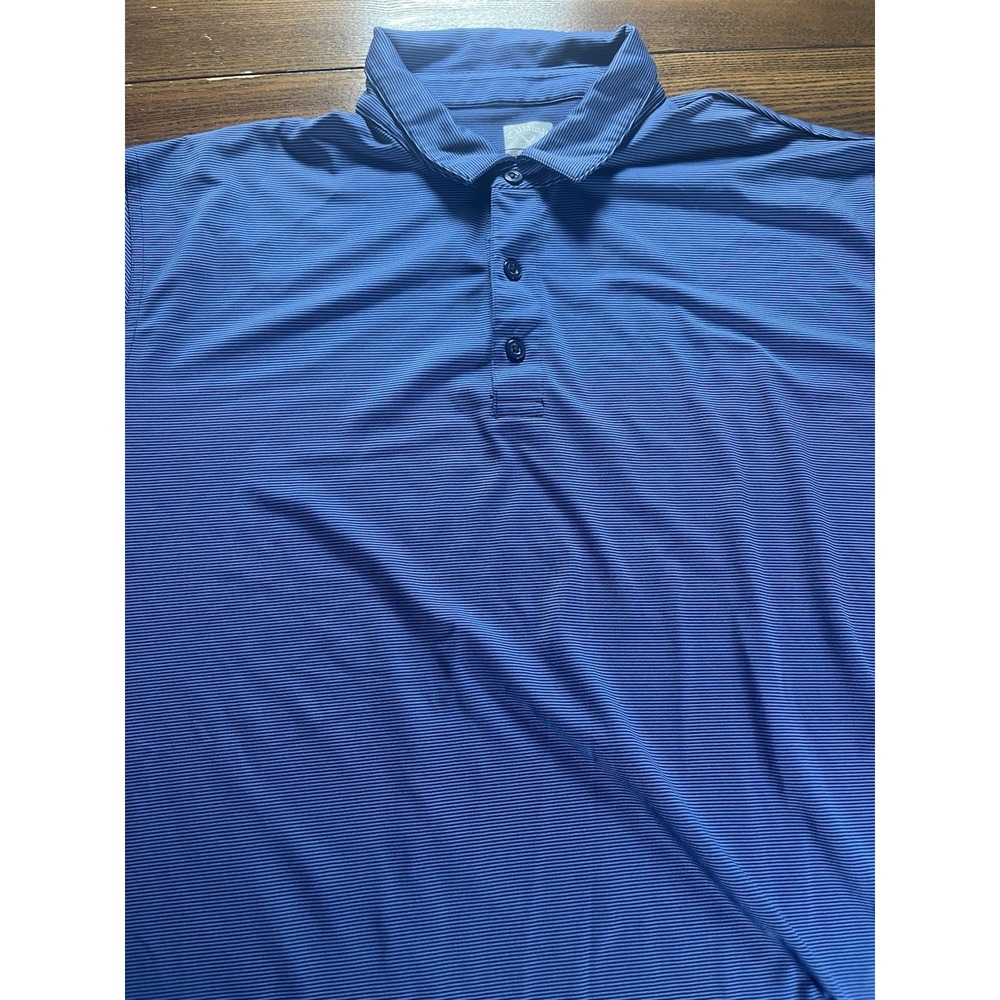 Callaway Polo Shirt Mens XL Blue Striped Opti-Dri Golf Short Sleeve EUC
